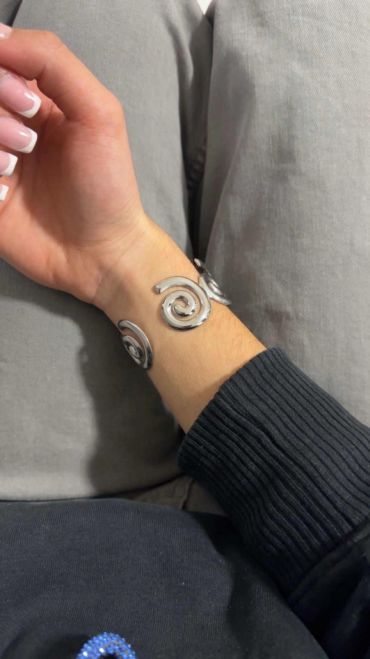 Jonc escargot - acier inoxydable argenté