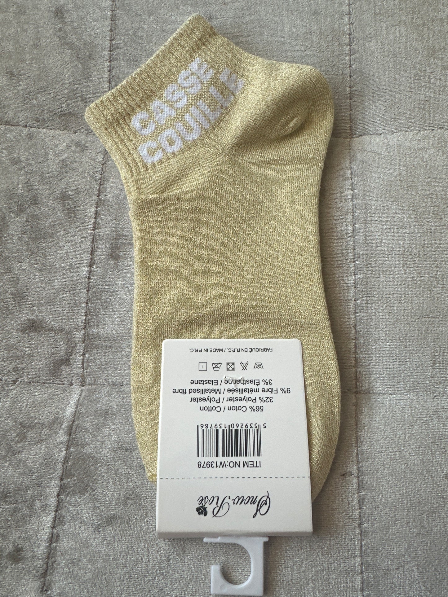 Socquettes pailletées message « casse couille »