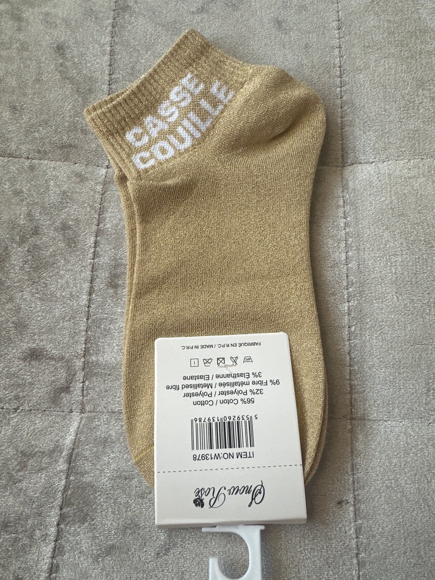 Socquettes pailletées message « casse couille »