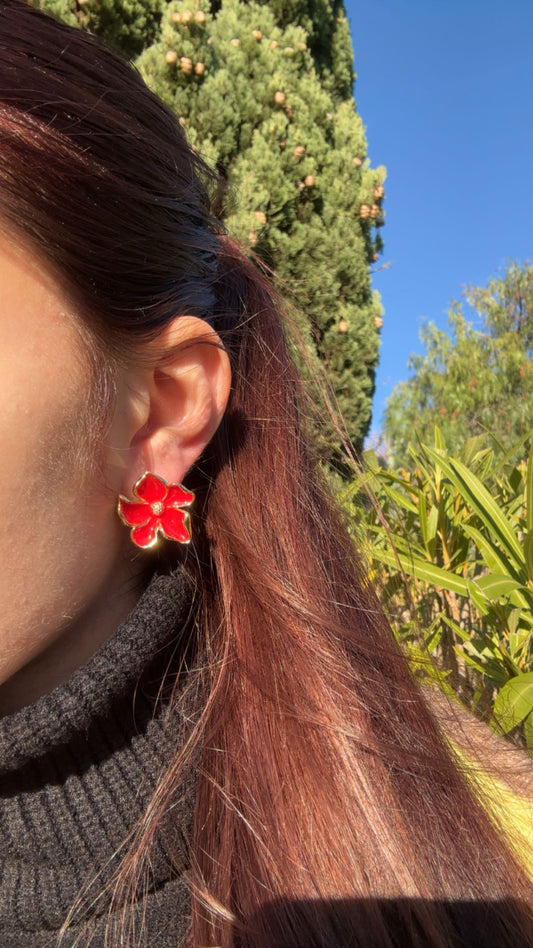 Boucles d’oreilles fleur - acier inoxydable doré