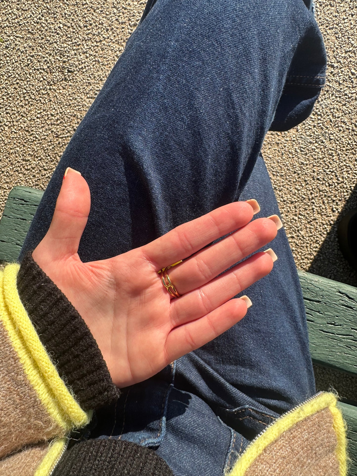 Bague ajustable fleur - acier inoxydable doré