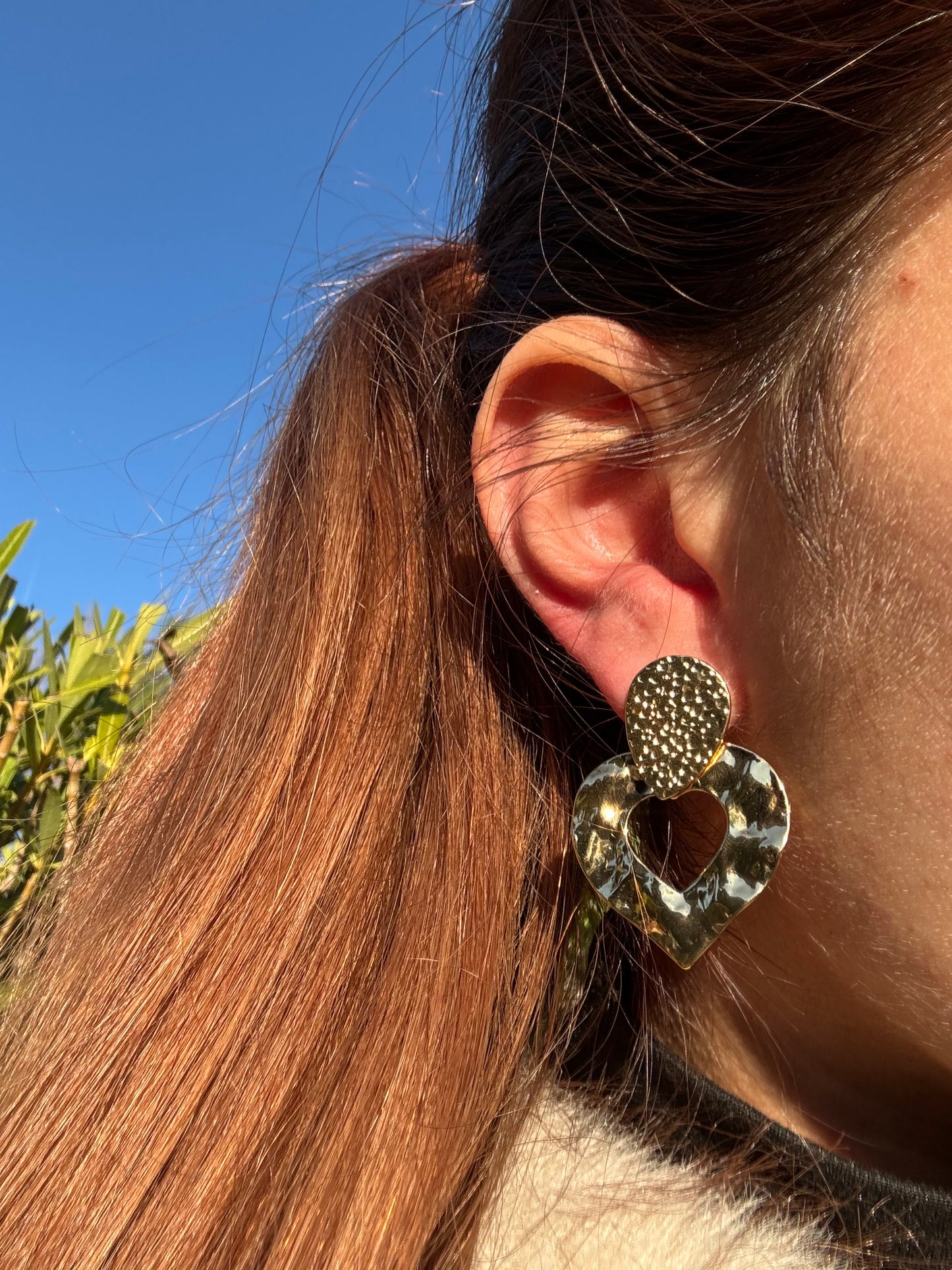 Boucles d’oreilles cœur pendantes - acier inoxydable doré