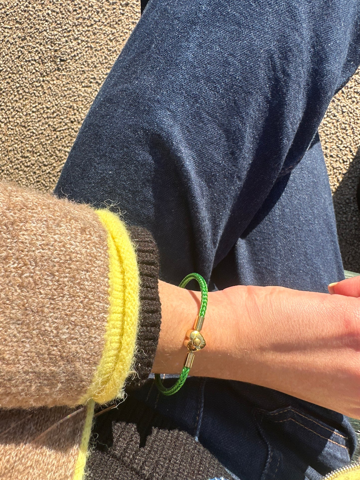 Bracelet cordon cœur - acier inoxydable doré