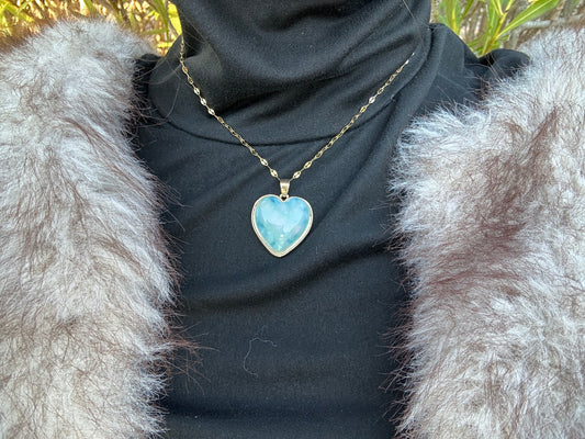 Collier cœur - acier inoxydable doré