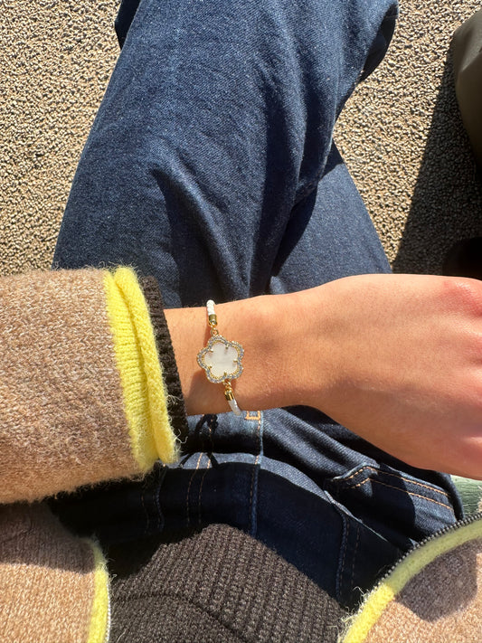 Bracelet cordon fleur - cuivre doré