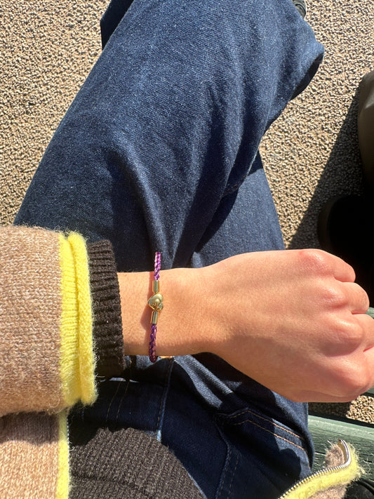 Bracelet cordon cœur - acier inoxydable doré