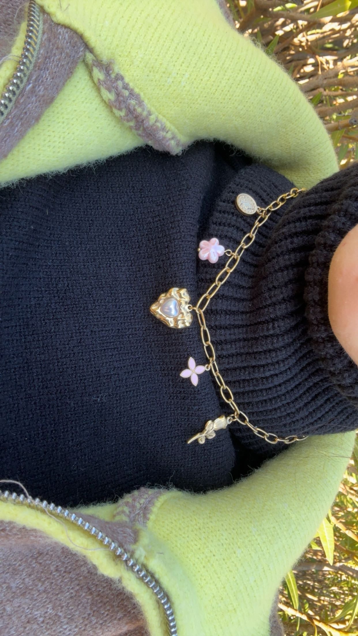 Collier à breloques - acier inoxydable doré