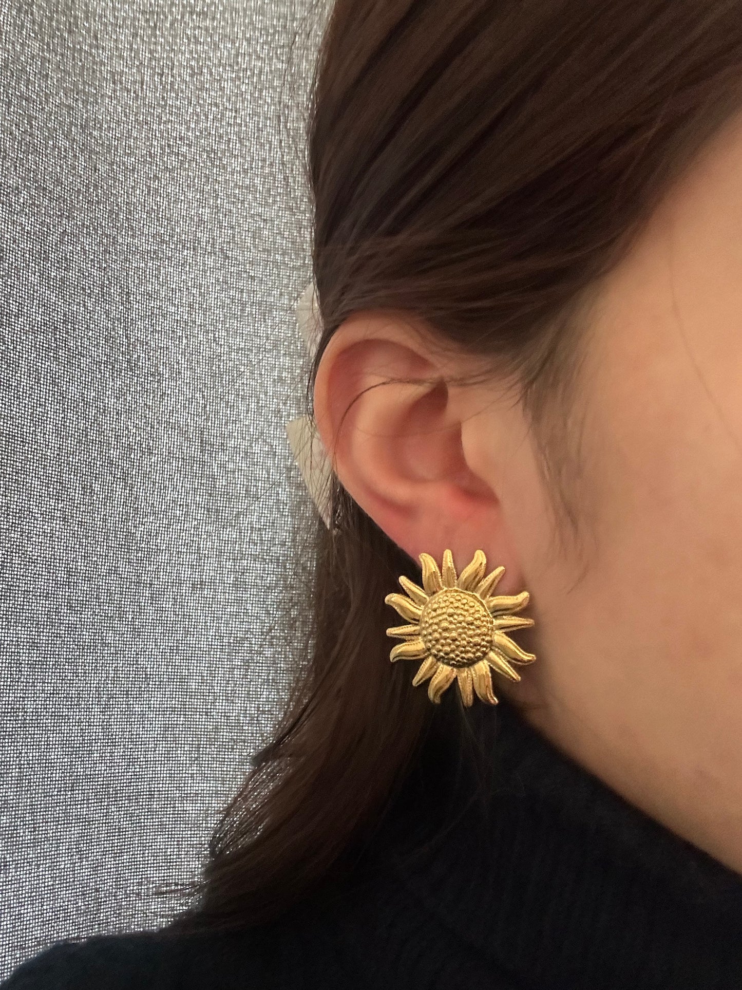 Boucles d’oreilles fleur - acier inoxydable doré