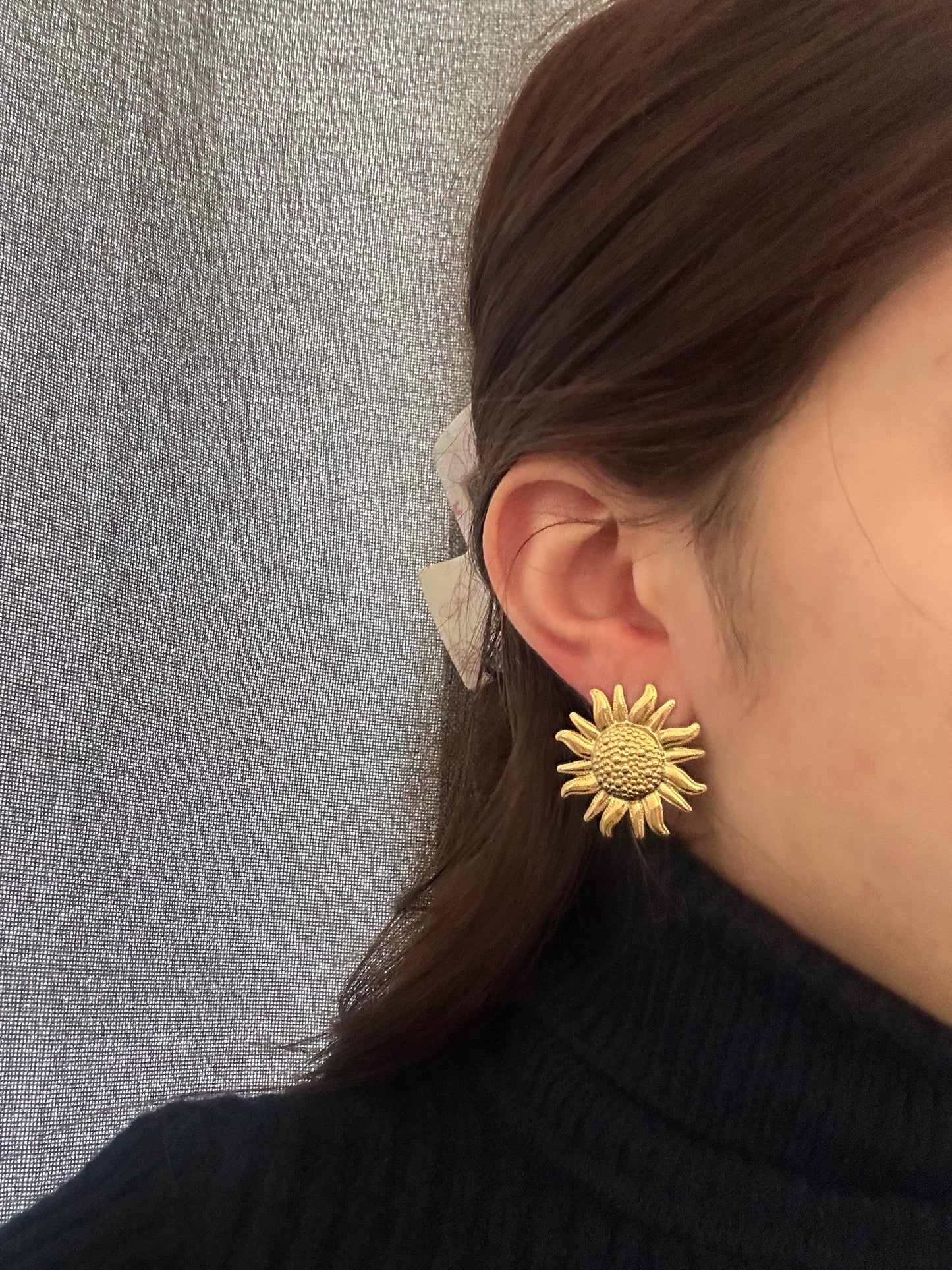 Boucles d’oreilles fleur - acier inoxydable doré