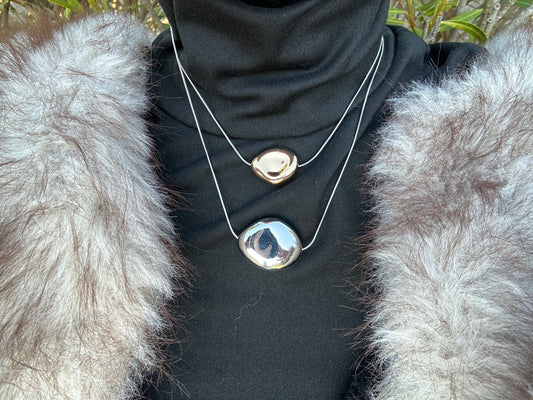 Collier cailloux - acier inoxydable et alliage