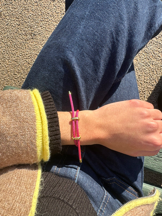 Bracelet cordon ajustable - acier inoxydable doré