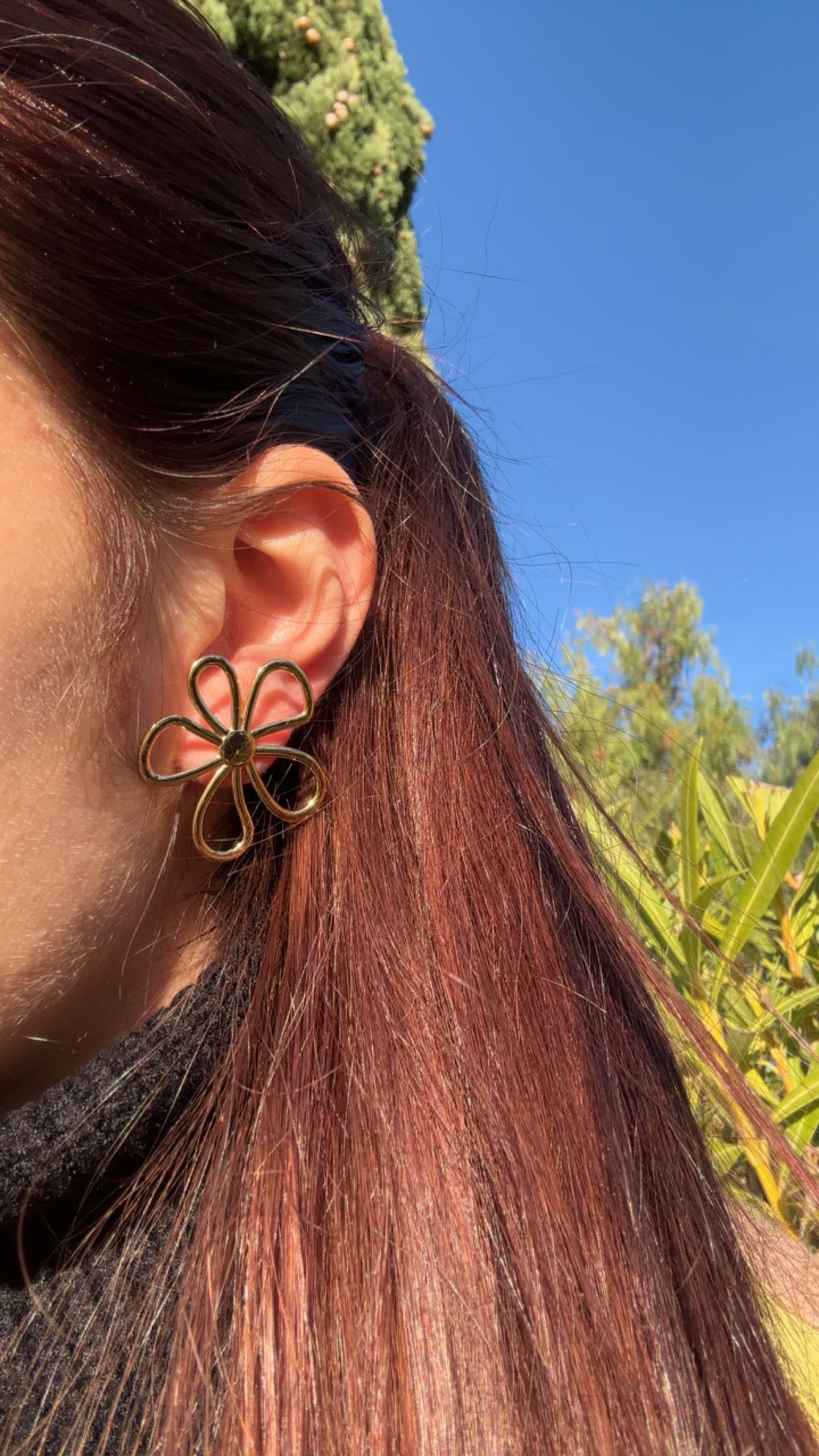 Boucles d’oreilles fleur - acier inoxydable doré