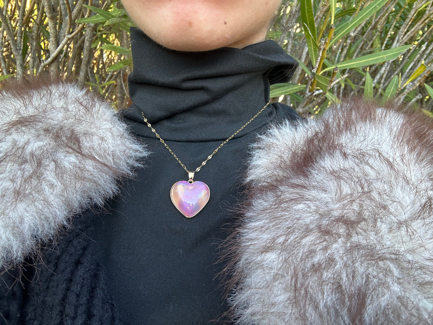 Collier cœur - acier inoxydable doré