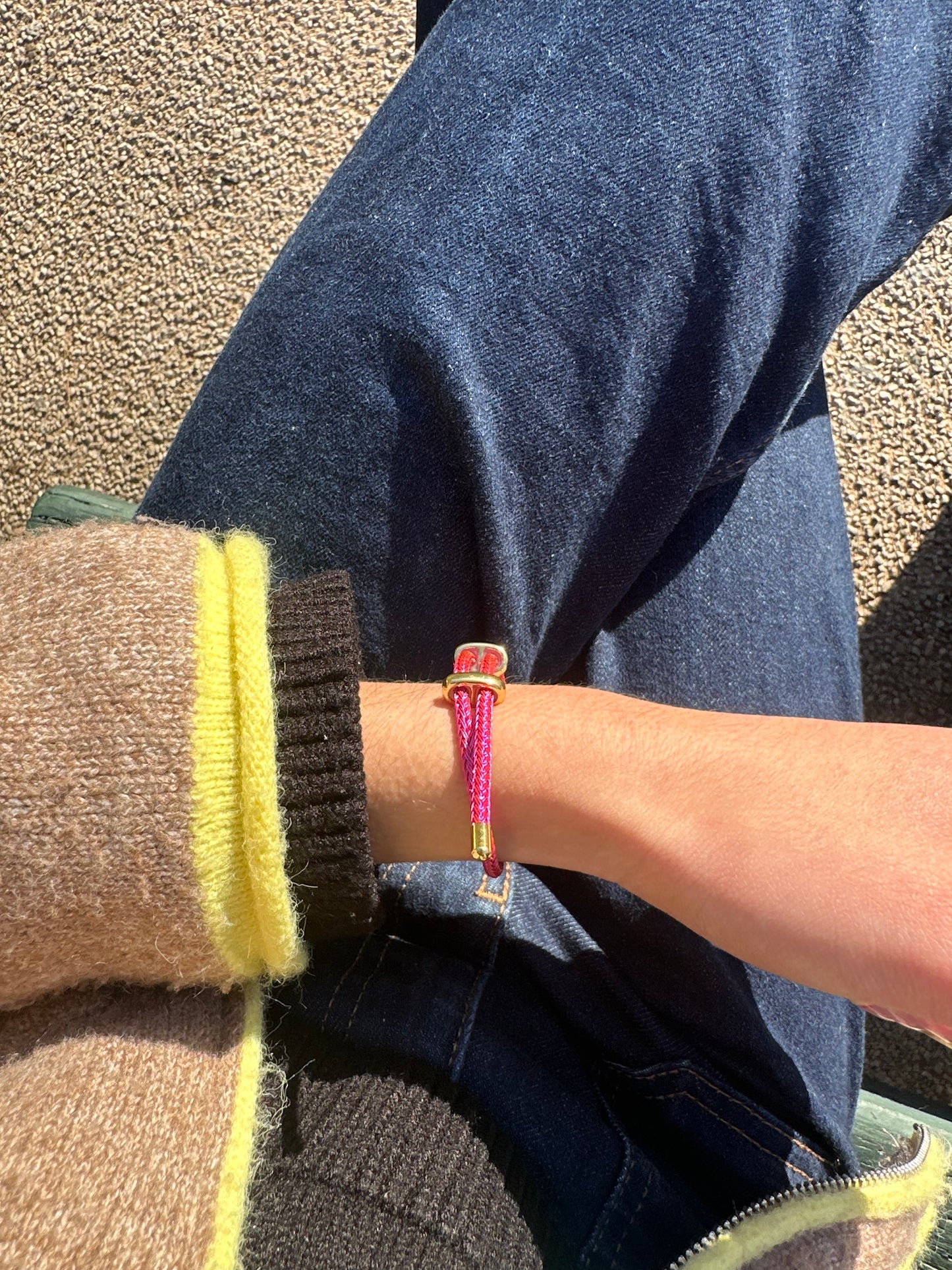 Bracelet cordon ajustable - acier inoxydable doré