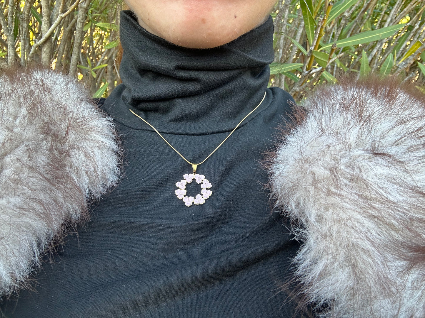 Collier fleur - acier inoxydable doré