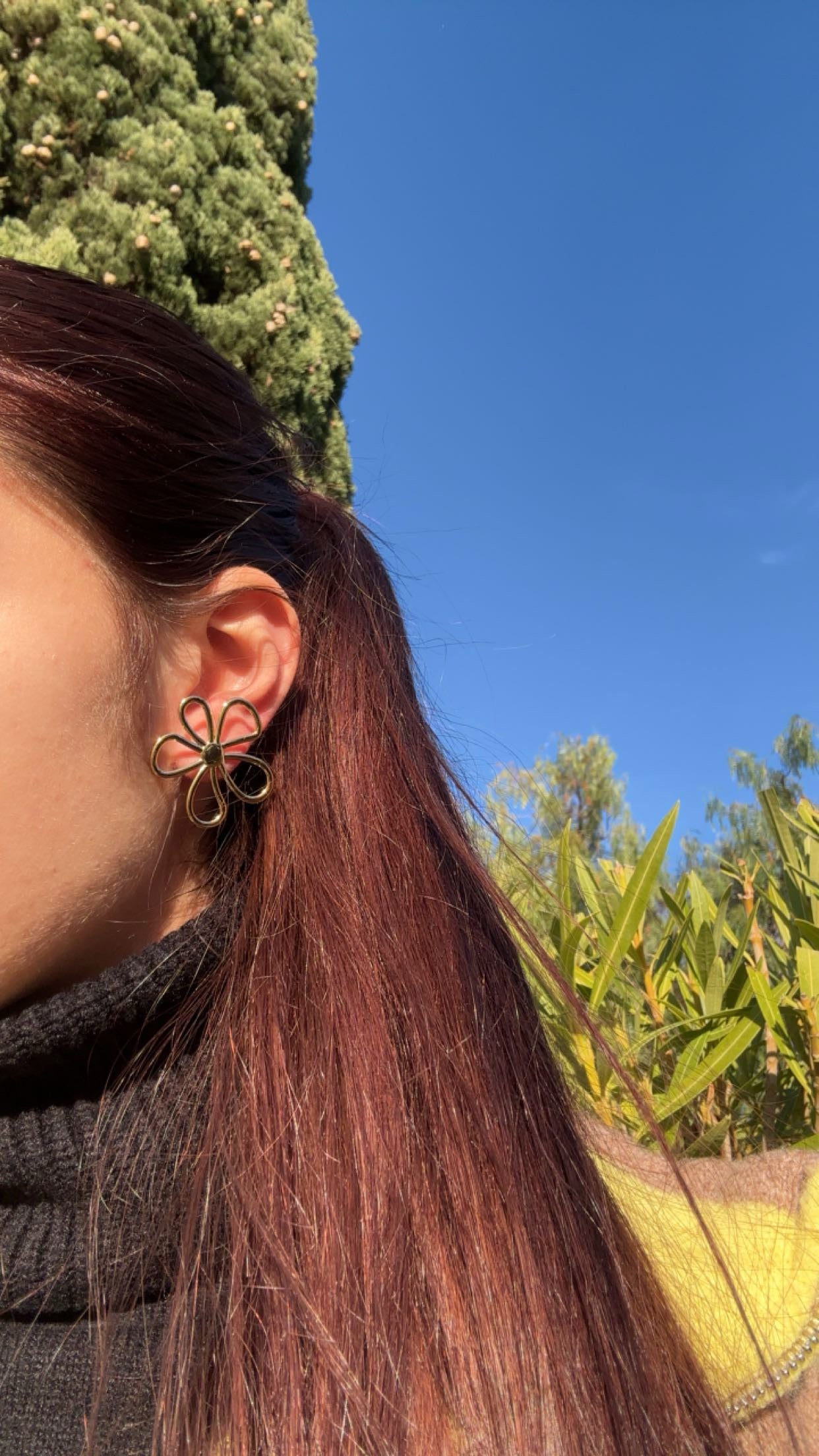 Boucles d’oreilles fleur - acier inoxydable doré