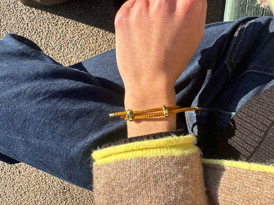 Bracelet cordon ajustable - acier inoxydable doré