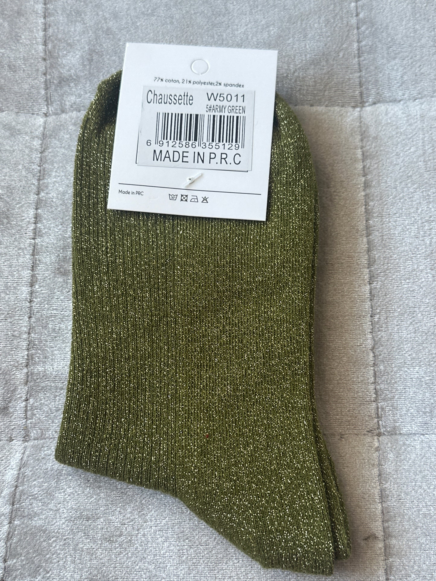 Chaussettes pailletées message « sœur complice »