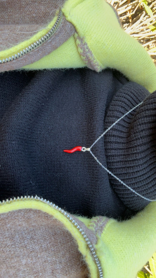 Collier piment - acier inoxydable argenté