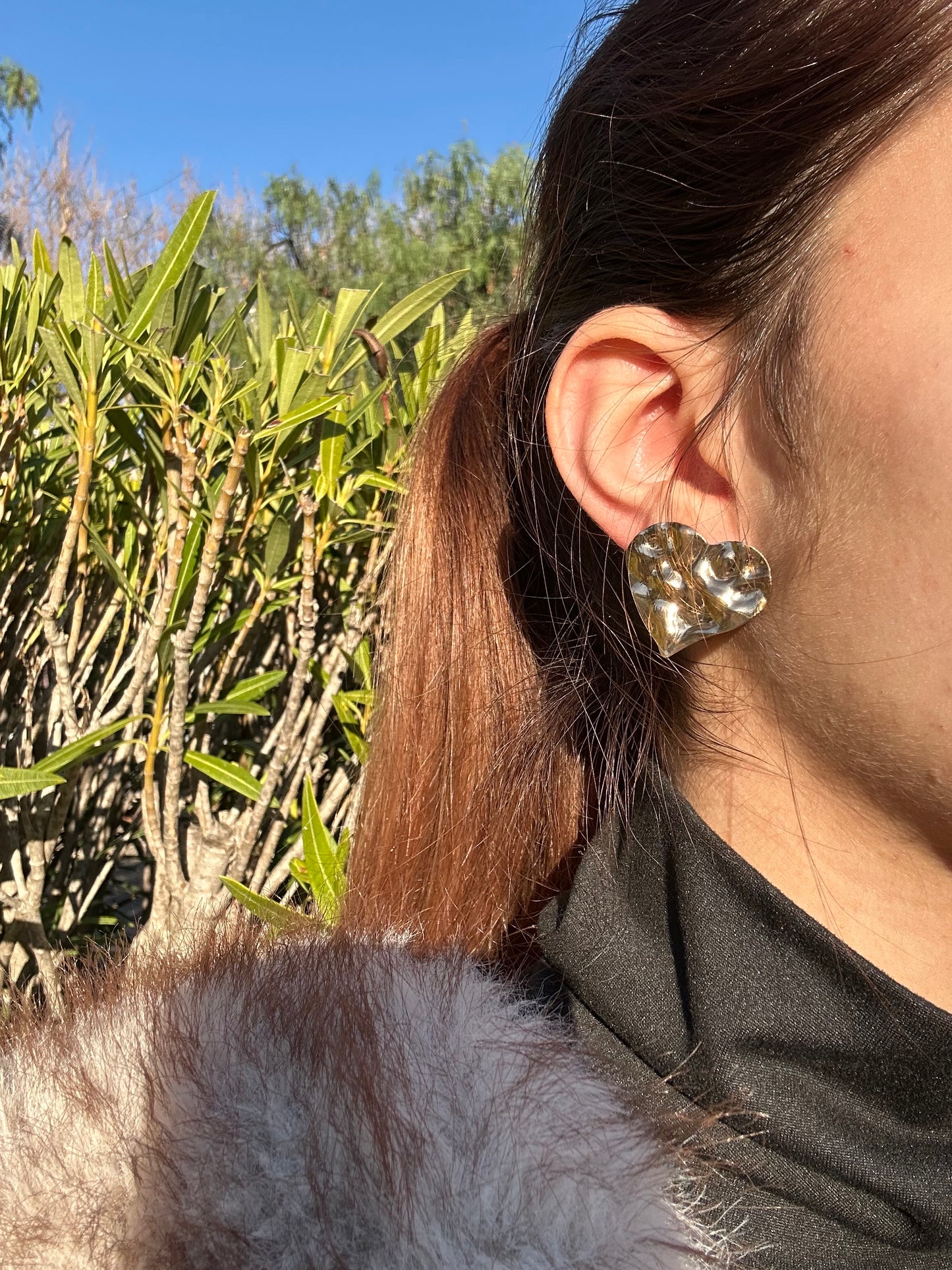 Boucles d’oreilles cœur - acier inoxydable doré