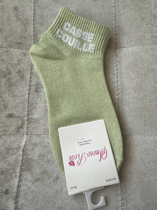 Socquettes pailletées message « casse couille »