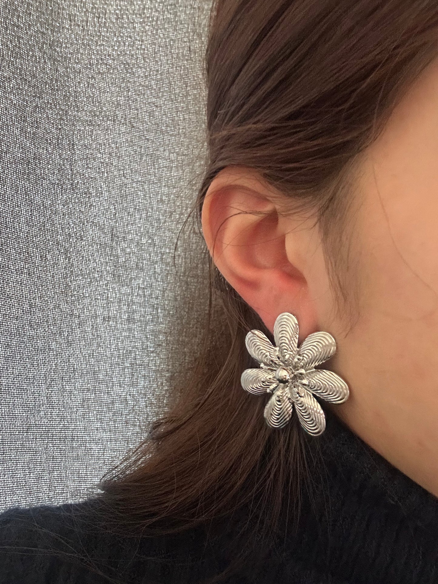 Boucles d’oreilles fleur - acier inoxydable argenté