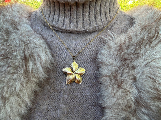Collier fleur - acier inoxydable doré