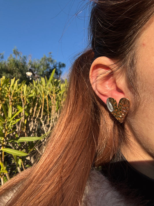 Boucles d’oreilles cœur - acier inoxydable argenté, doré et or rose