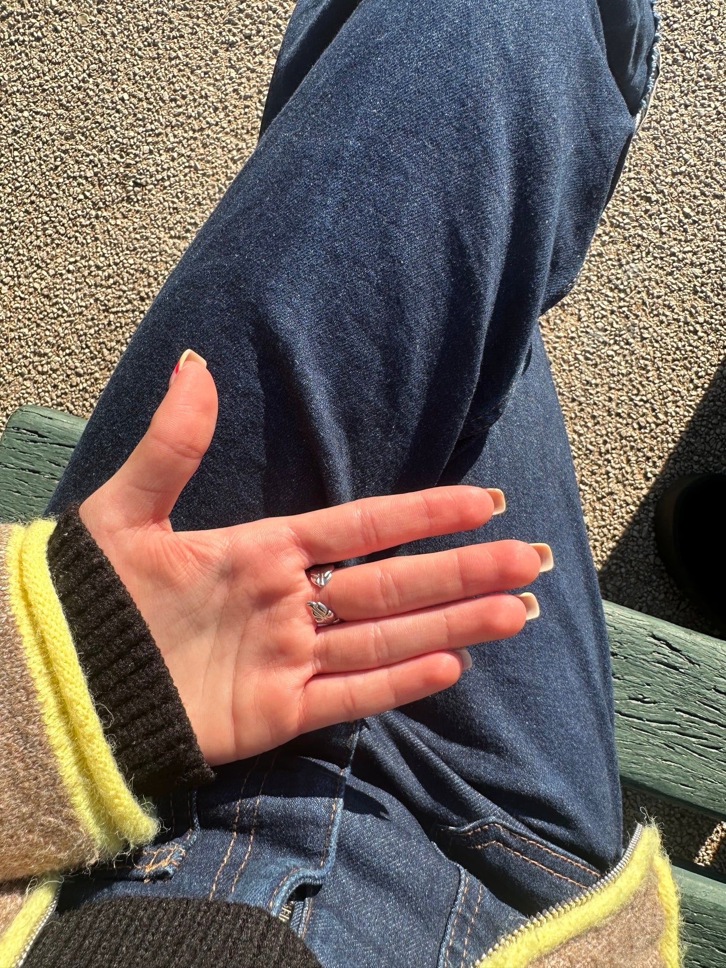 Bague ajustable feuilles - acier inoxydable argenté