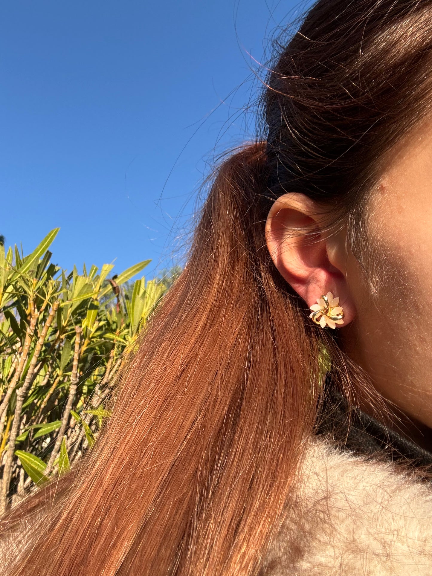 Boucles d’oreilles fleurs - acier inoxydable doré