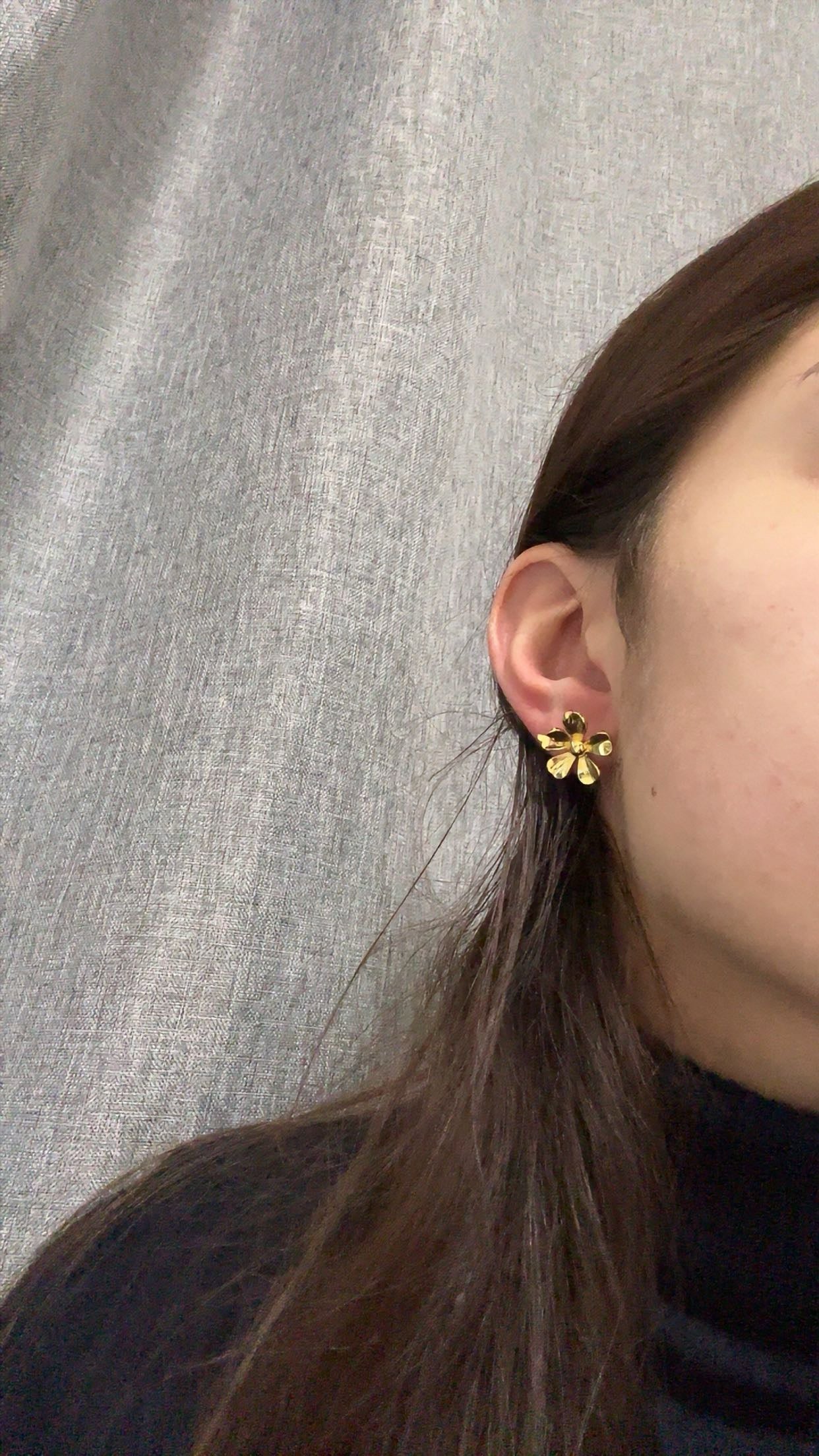 Boucles d’oreilles fleur - acier inoxydable doré