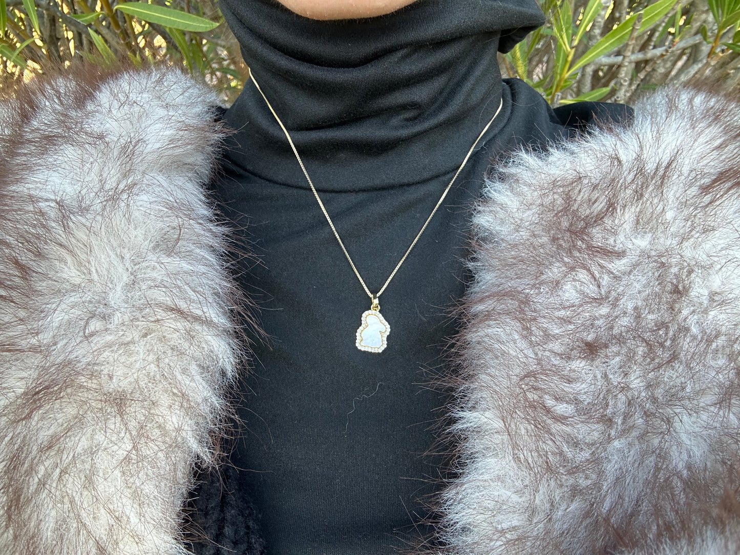 Collier avec pendentif lapin - acier inoxydable doré