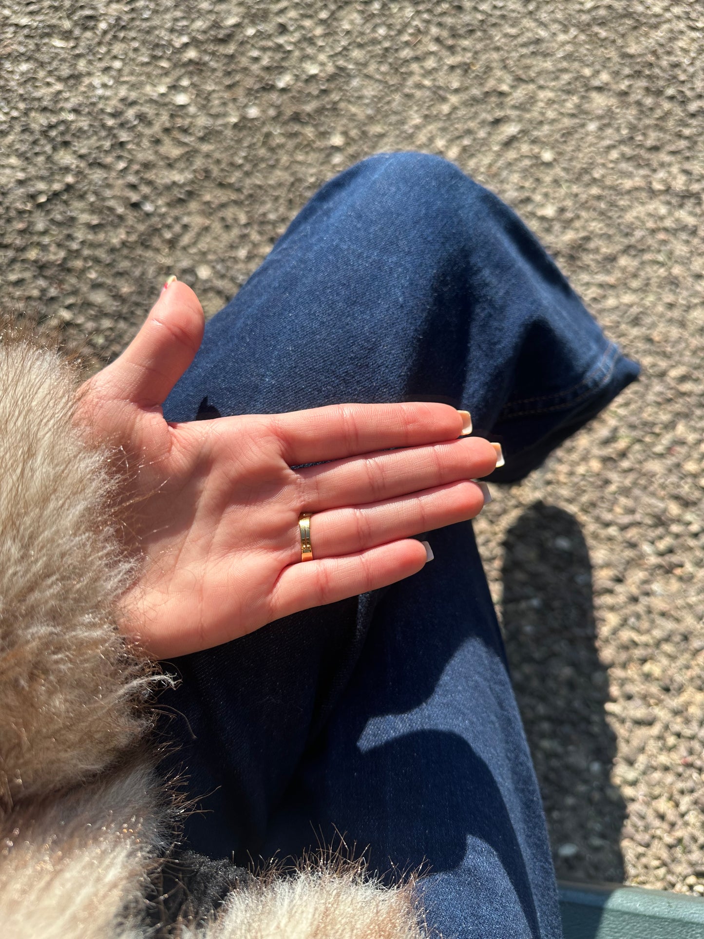 Bague ajustable fleur - acier inoxydable doré