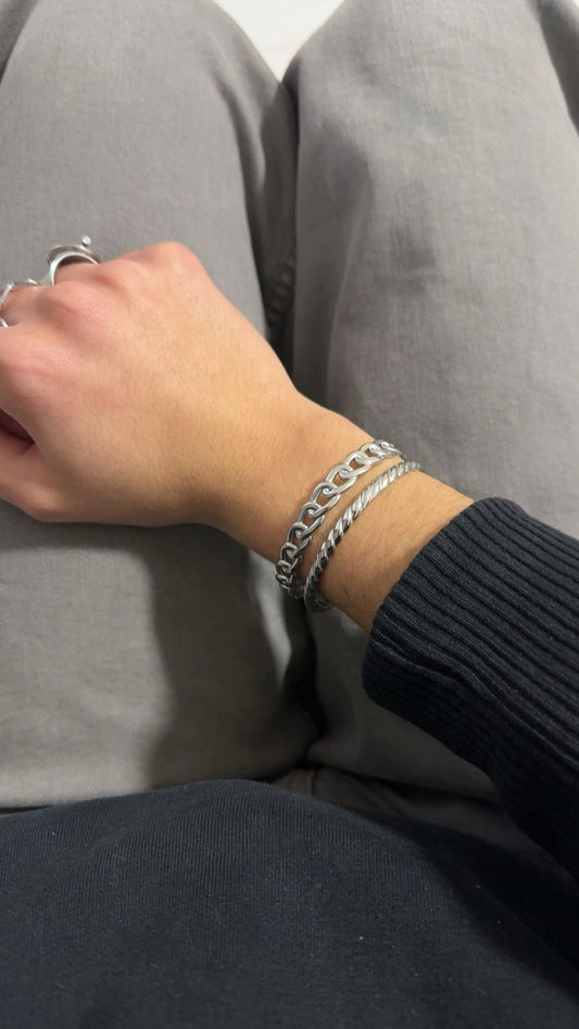 Jonc - acier inoxydable argenté