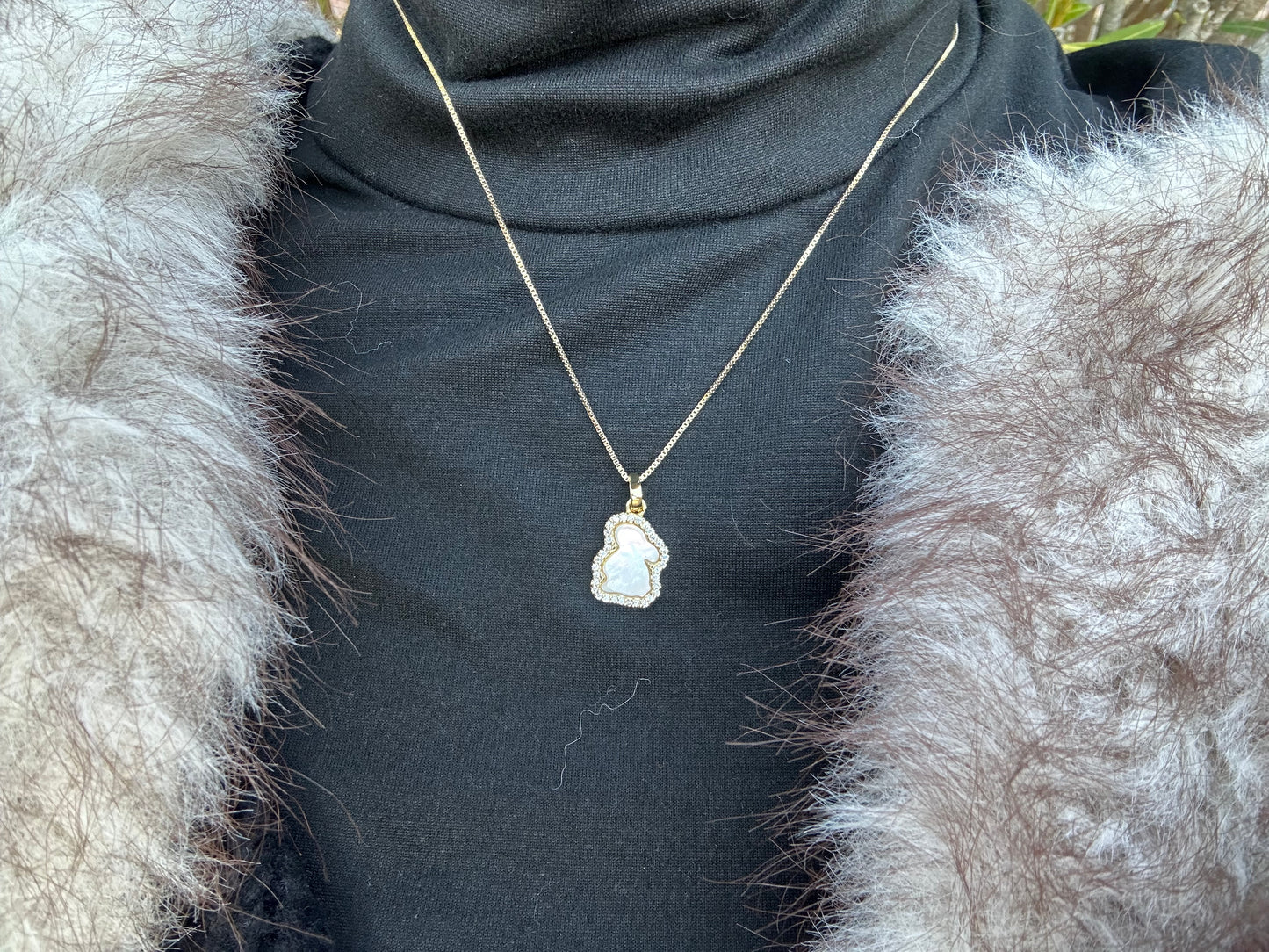 Collier avec pendentif lapin - acier inoxydable doré