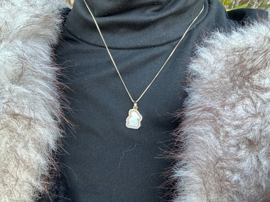 Collier avec pendentif lapin - acier inoxydable doré