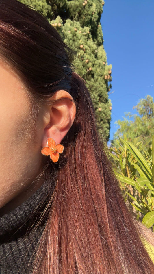 Boucles d’oreilles fleur - acier inoxydable doré