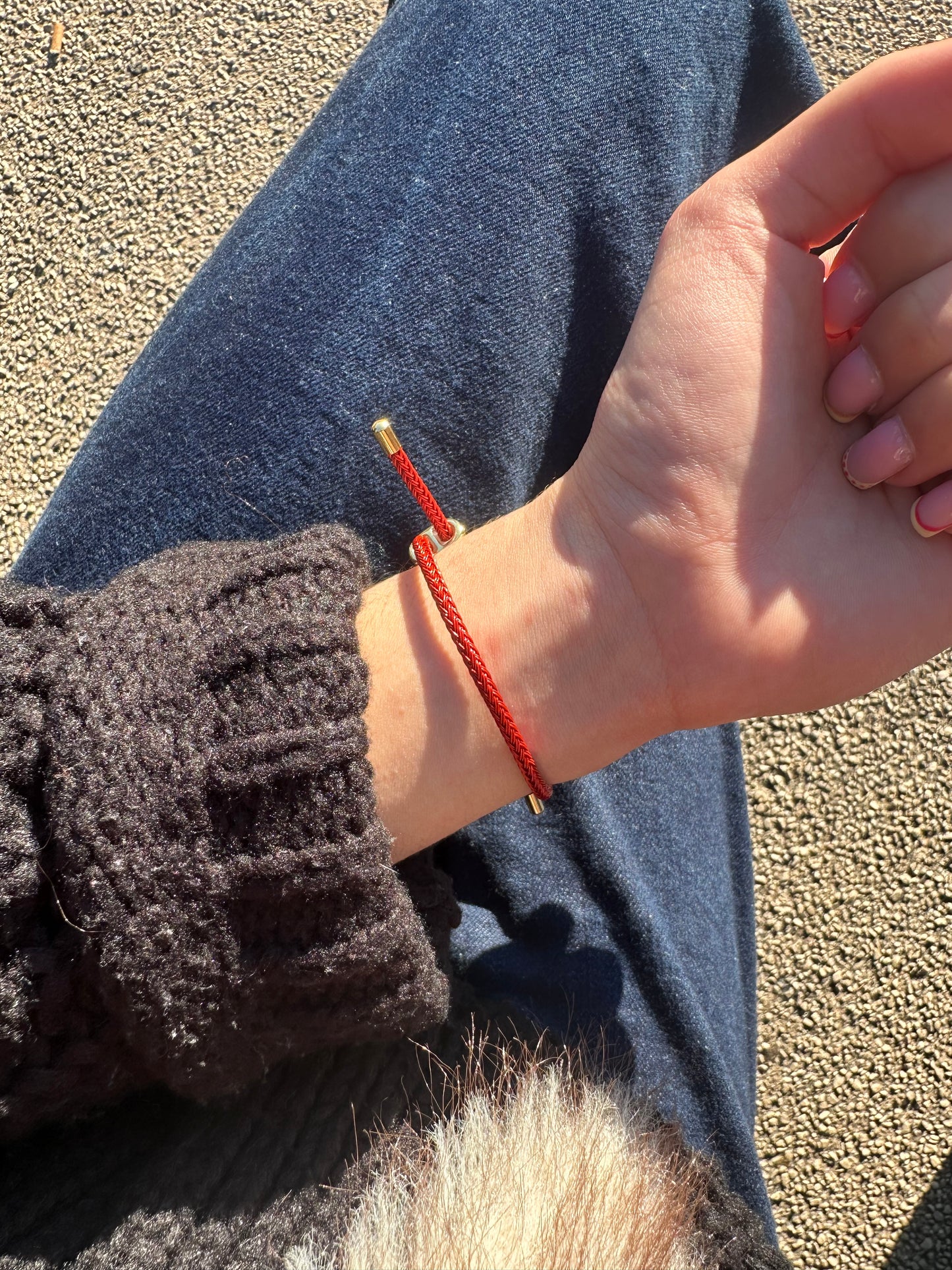 Bracelet cordon ajustable - acier inoxydable doré