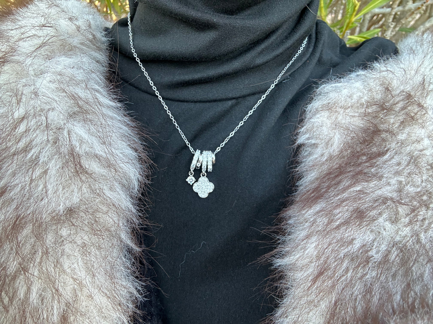 Collier fleur - acier inoxydable argenté