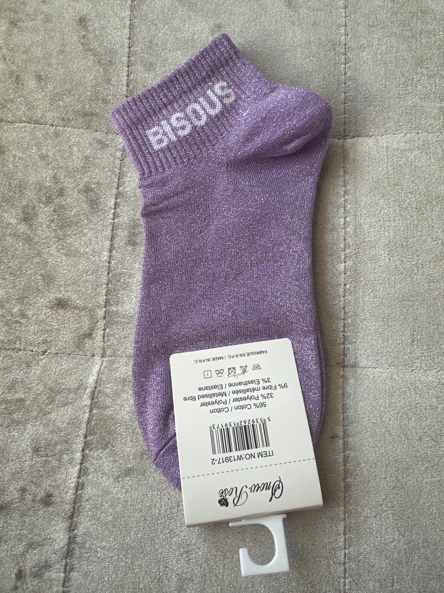 Socquettes pailletées message « bisous »