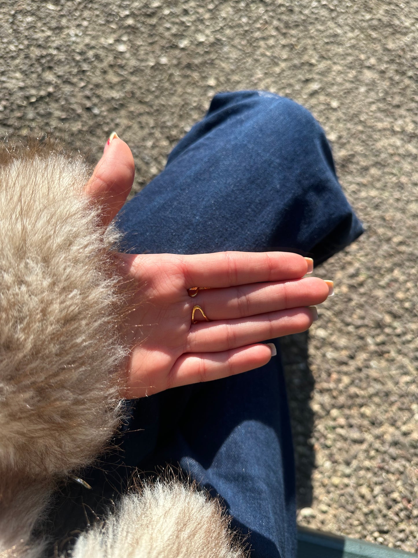 Bague ajustable cœur - acier inoxydable doré