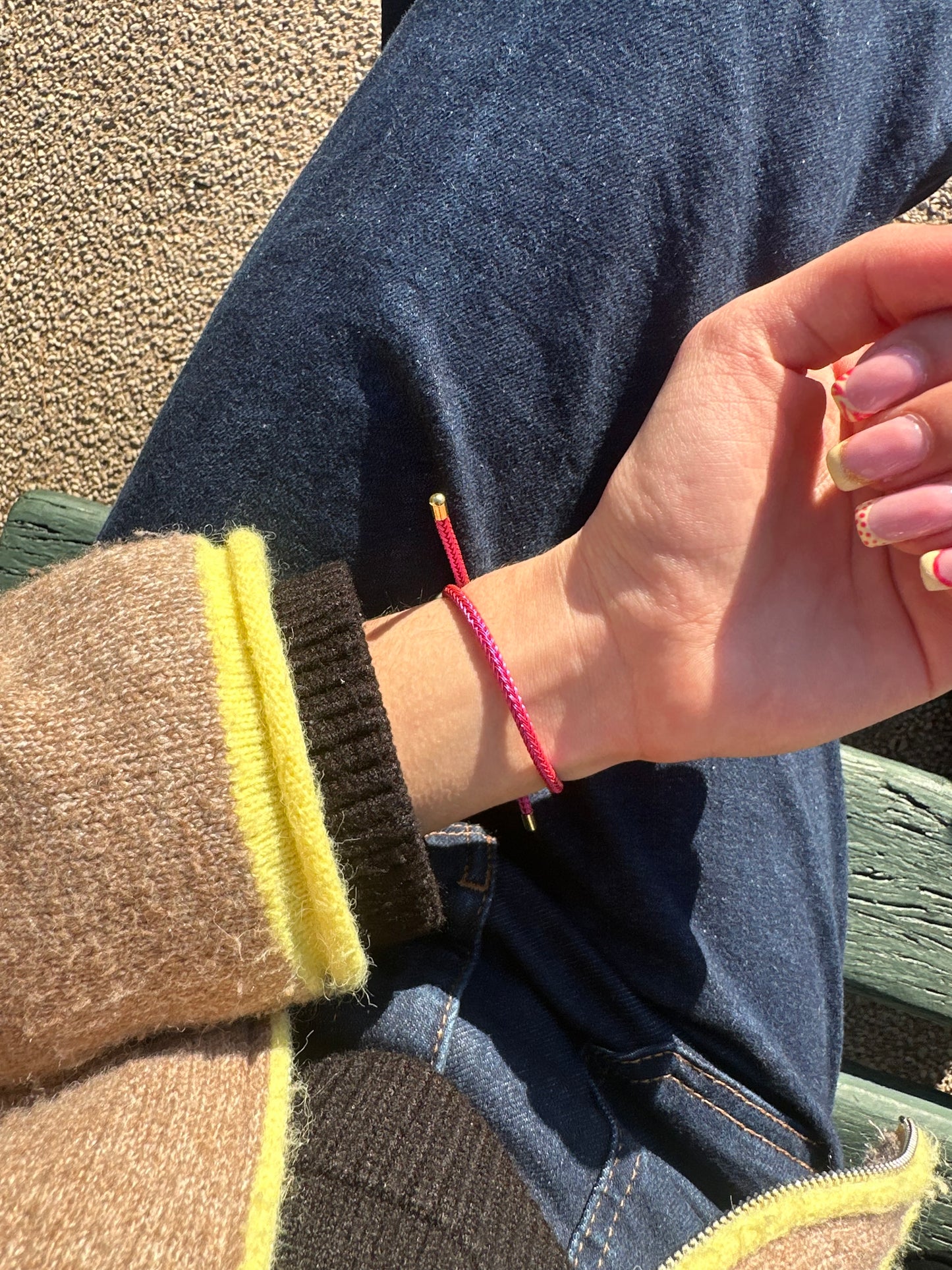 Bracelet cordon ajustable - acier inoxydable doré