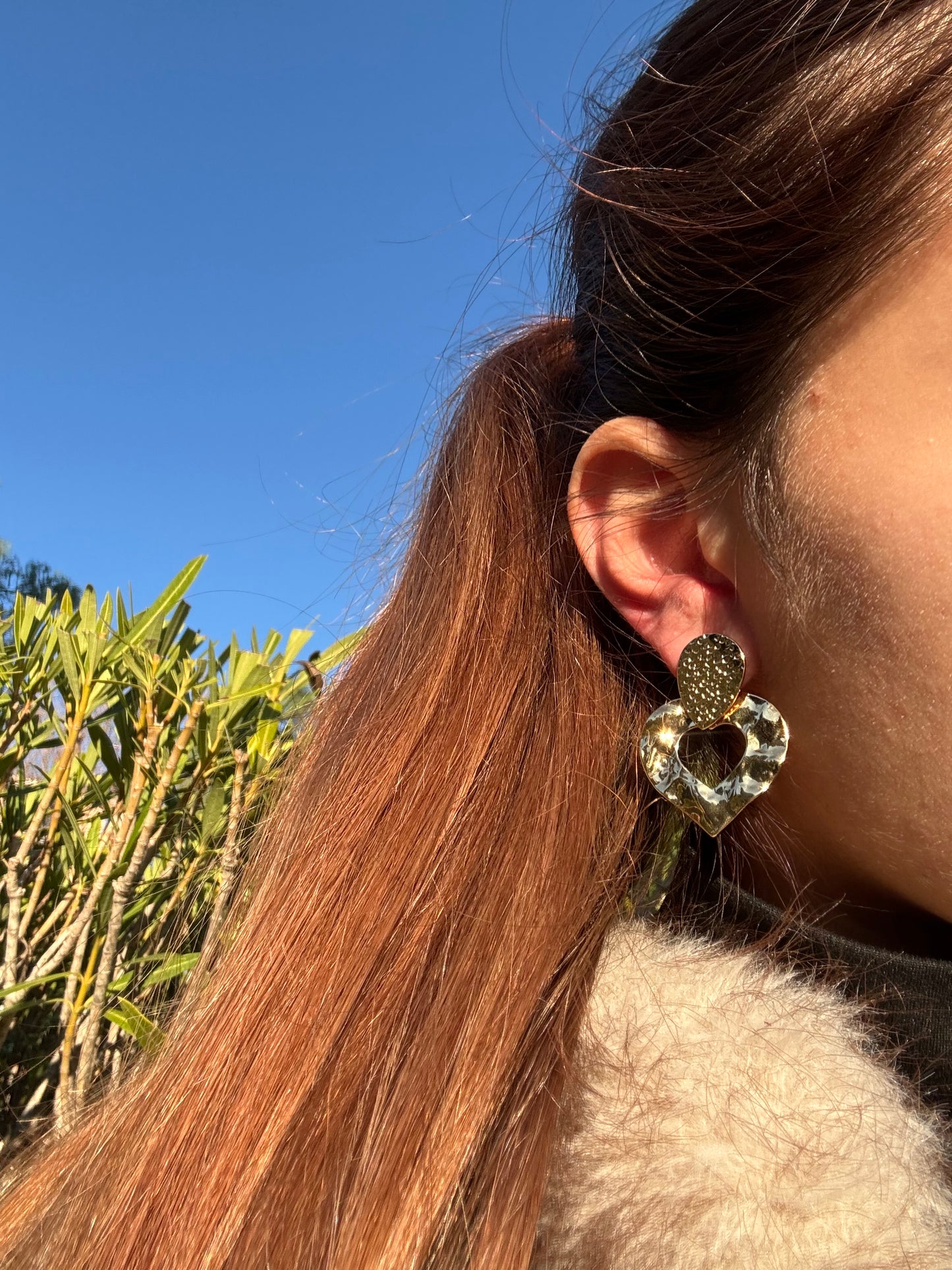 Boucles d’oreilles cœur pendantes - acier inoxydable doré