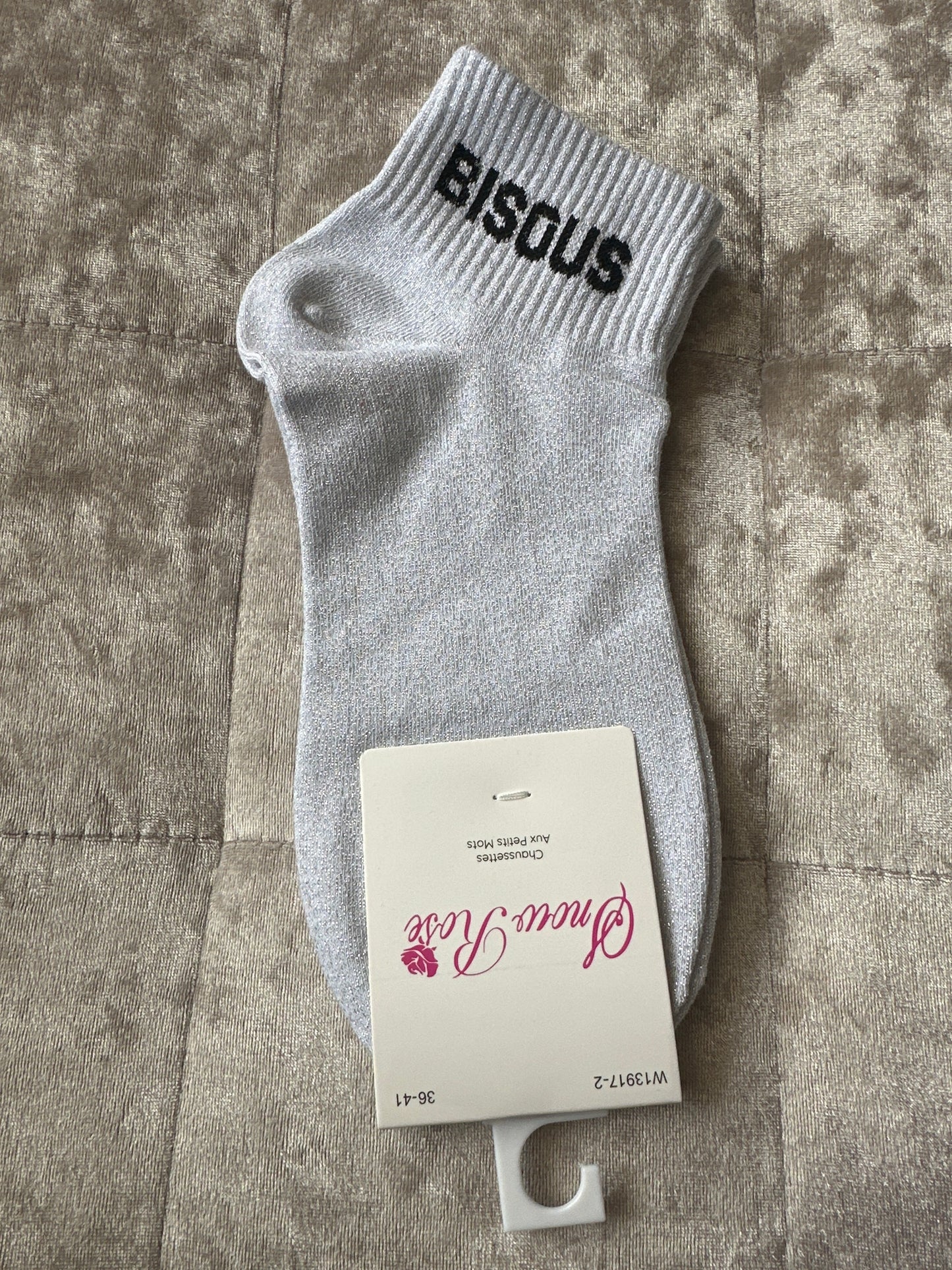 Socquettes pailletées message « bisous »