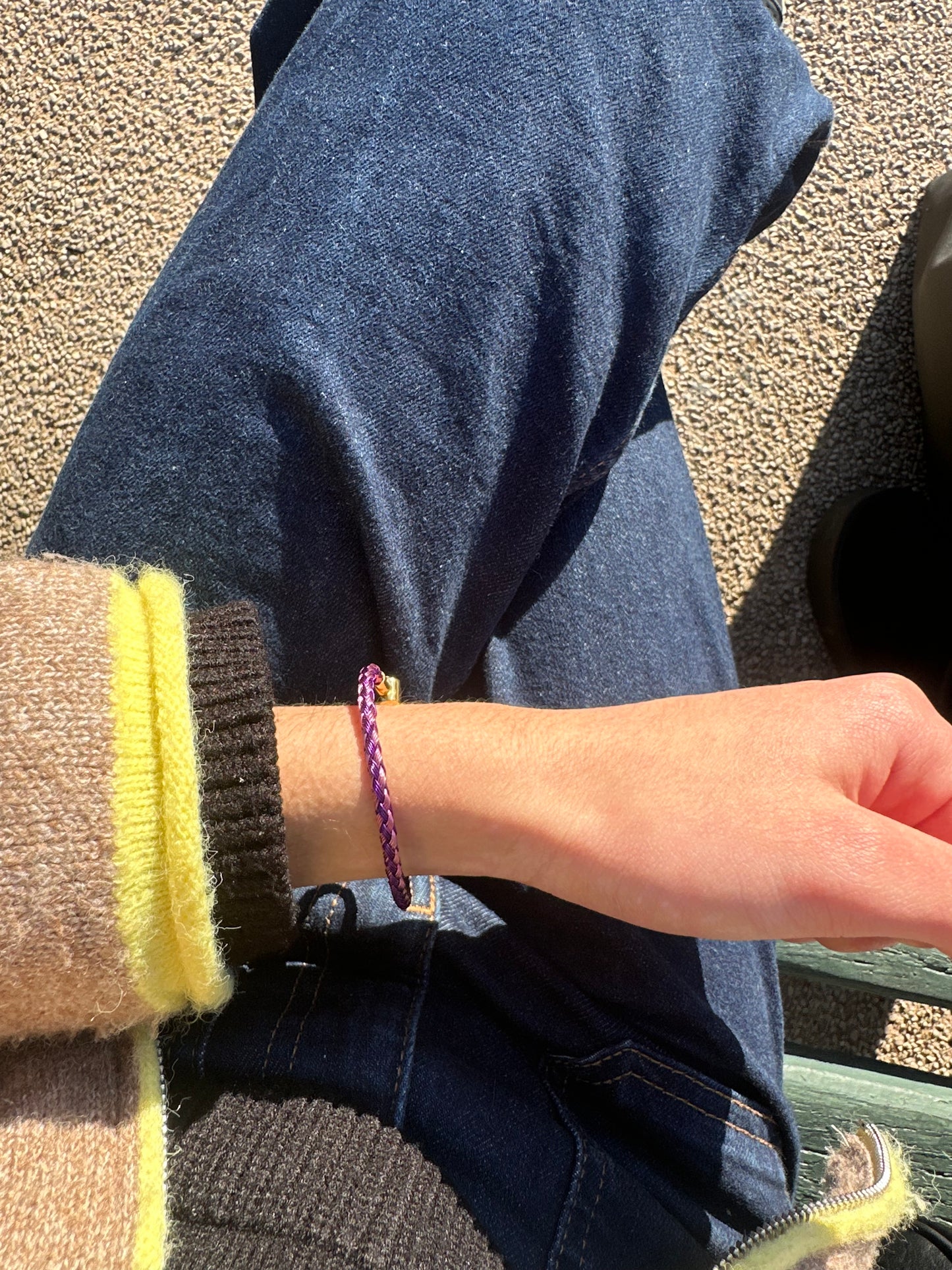 Bracelet cordon cœur - acier inoxydable doré