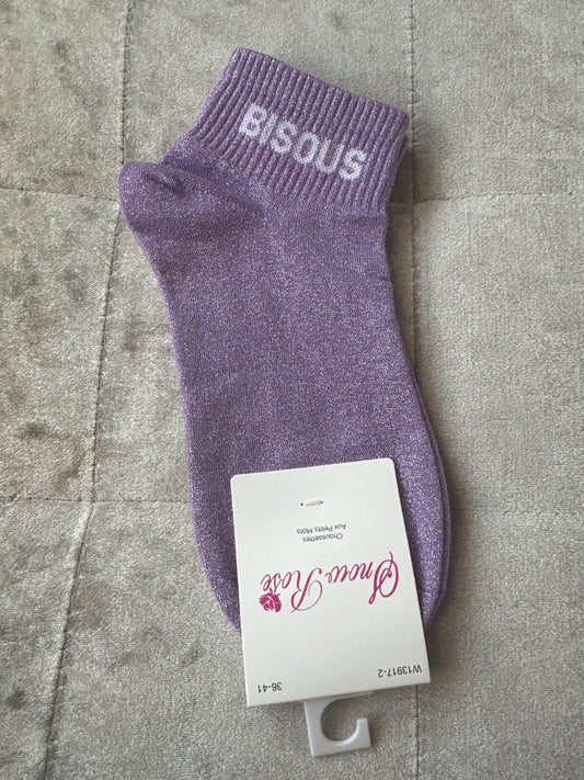 Socquettes pailletées message « bisous »