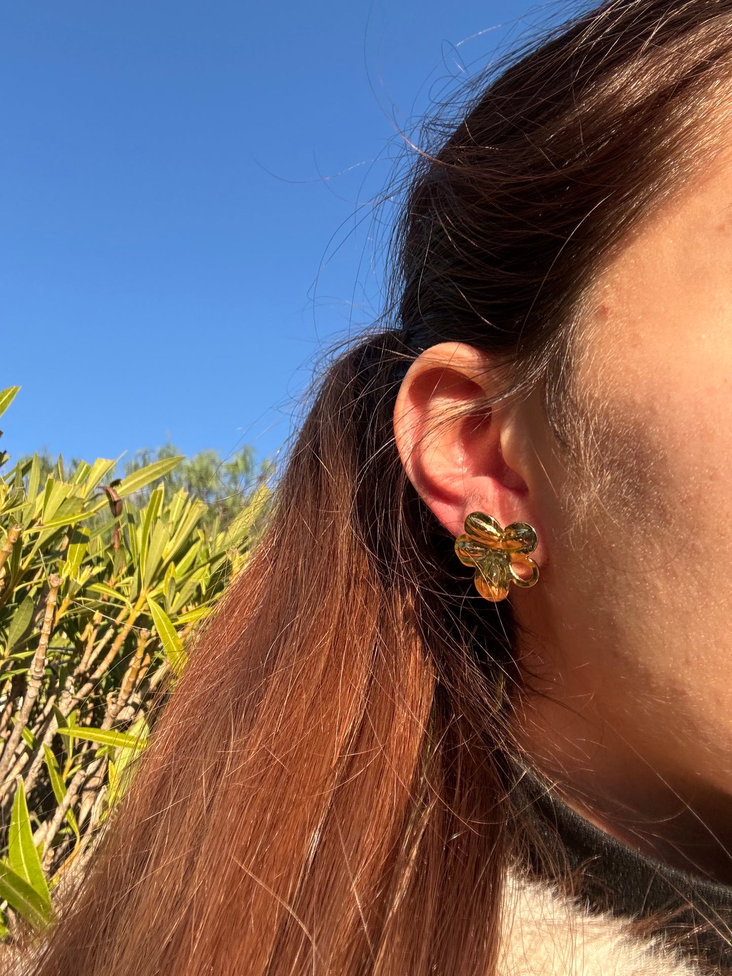 Boucles d’oreilles fleur - acier inoxydable doré