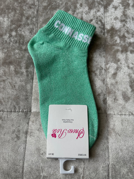 Socquettes pailletées message « connasse »