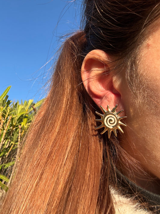 Boucles d’oreilles soleil - acier inoxydable doré
