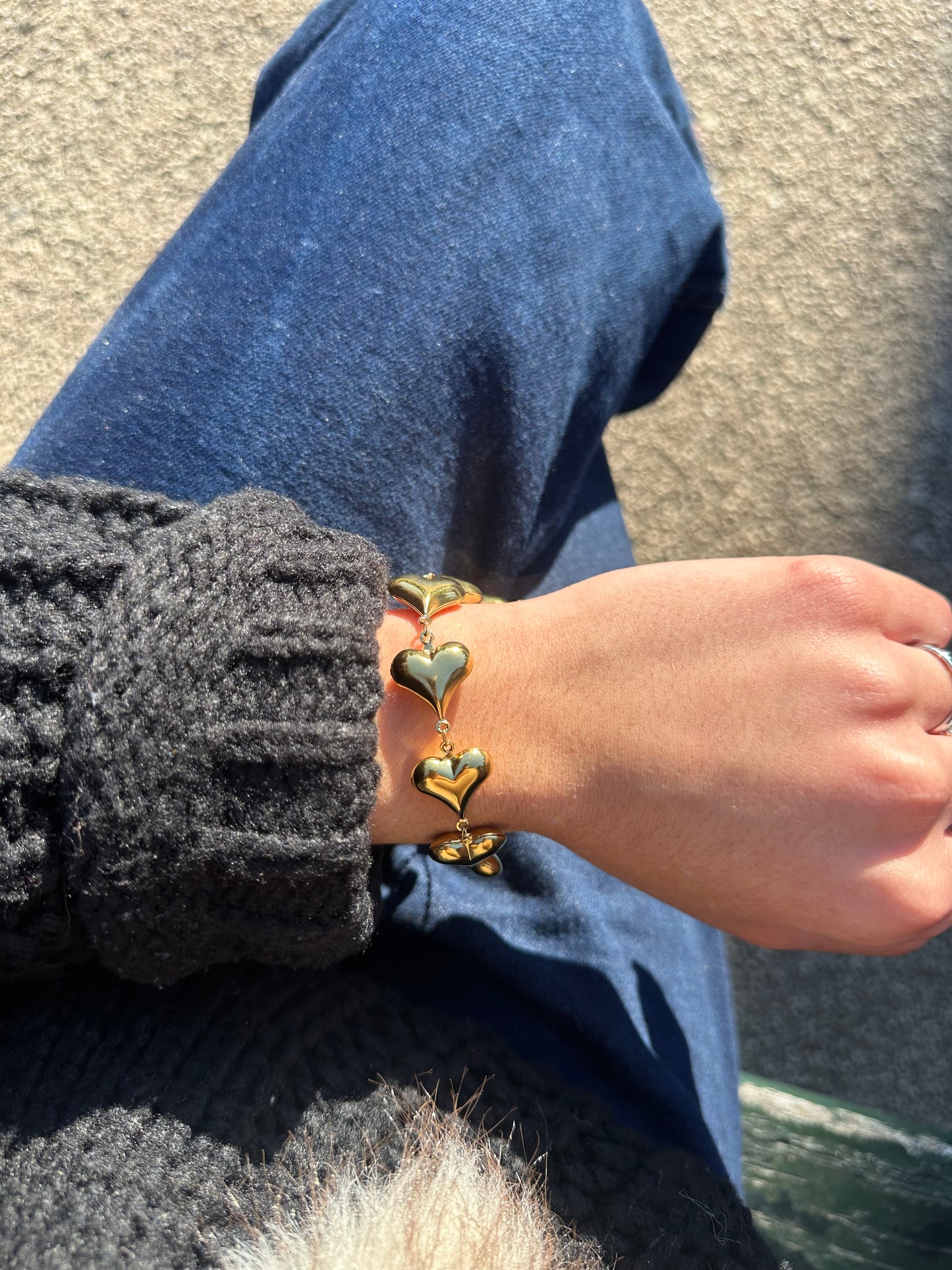 Bracelet cœur - acier inoxydable doré